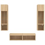 vidaXL Unități de perete TV cu LED-uri, 6 piese, stejar sonoma, lemn