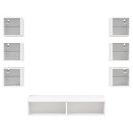 vidaXL Unități de perete TV cu LED-uri, 8 piese, alb, lemn prelucrat