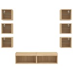 vidaXL Unități de perete TV cu LED-uri, 8 piese, stejar sonoma, lemn