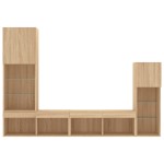 vidaXL Unități de perete TV cu LED-uri, 4 piese, stejar sonoma, lemn