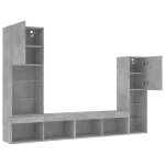 vidaXL Unități TV de perete cu LED-uri 4 piese gri beton lemn compozit