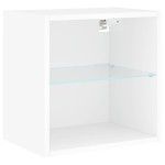 vidaXL Unități de perete TV cu LED-uri, 8 piese, alb, lemn prelucrat vidaXL Unități de perete TV cu LED-uri, 8 piese, alb, lemn prelucrat