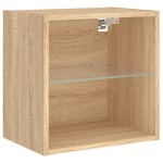 vidaXL Unități de perete TV cu LED-uri, 8 piese, stejar sonoma, lemn