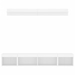 vidaXL Unități de perete TV cu LED-uri, 5 piese, alb, lemn prelucrat