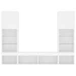 vidaXL Unități de perete TV cu LED-uri, 5 piese, alb, lemn prelucrat