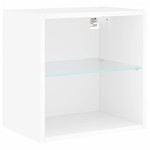 vidaXL Unități de perete TV cu LED-uri, 5 piese, alb, lemn prelucrat