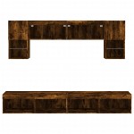 vidaXL Unități de perete TV cu LED-uri, 6 piese, stejar fumuriu, lemn