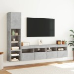 vidaXL Unități TV de perete cu LED-uri 4 piese gri beton lemn compozit