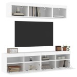 vidaXL Unități de perete TV cu LED-uri, 5 piese, alb, lemn prelucrat