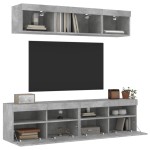 vidaXL Unități TV de perete cu LED-uri 5 piese gri beton lemn compozit