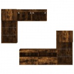 vidaXL Unități de perete TV cu LED-uri, 5 piese, stejar fumuriu, lemn