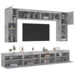 vidaXL Set comode TV de perete cu lumini LED, 8 piese, gri beton vidaXL Set comode TV de perete cu lumini LED, 8 piese, gri beton