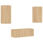 vidaXL Unități de perete TV cu LED-uri, 4 piese, stejar sonoma, lemn vidaXL Unități de perete TV cu LED-uri, 4 piese, stejar sonoma, lemn
