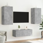 vidaXL Unități TV de perete cu LED-uri 4 piese gri beton lemn compozit