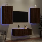 vidaXL Unități de perete TV cu LED-uri, 4 piese, stejar maro, lemn vidaXL Unități de perete TV cu LED-uri, 4 piese, stejar maro, lemn