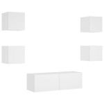 vidaXL Comode TV de perete cu lumini LED, 5 piese, alb