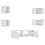 vidaXL Comode TV de perete cu lumini LED, 5 piese, alb
