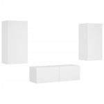 vidaXL Comode TV de perete cu lumini LED, 3 piese, alb