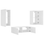 vidaXL Comode TV de perete cu lumini LED, 3 piese, alb
