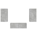 vidaXL Comode TV de perete cu lumini LED, 3 piese, gri beton