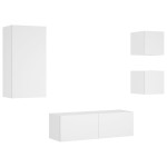 vidaXL Comode TV de perete cu lumini LED, 4 piese, alb