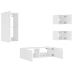 vidaXL Comode TV de perete cu lumini LED, 4 piese, alb