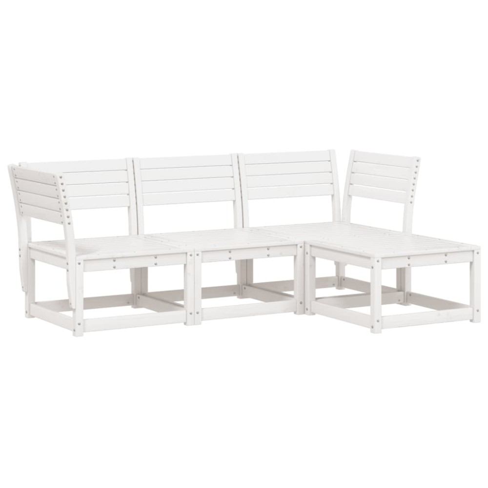 vidaXL Set mobilier relaxare de grădină, 4 piese, alb, lemn masiv pin