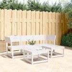 vidaXL Set mobilier relaxare de grădină, 4 piese, alb, lemn masiv pin