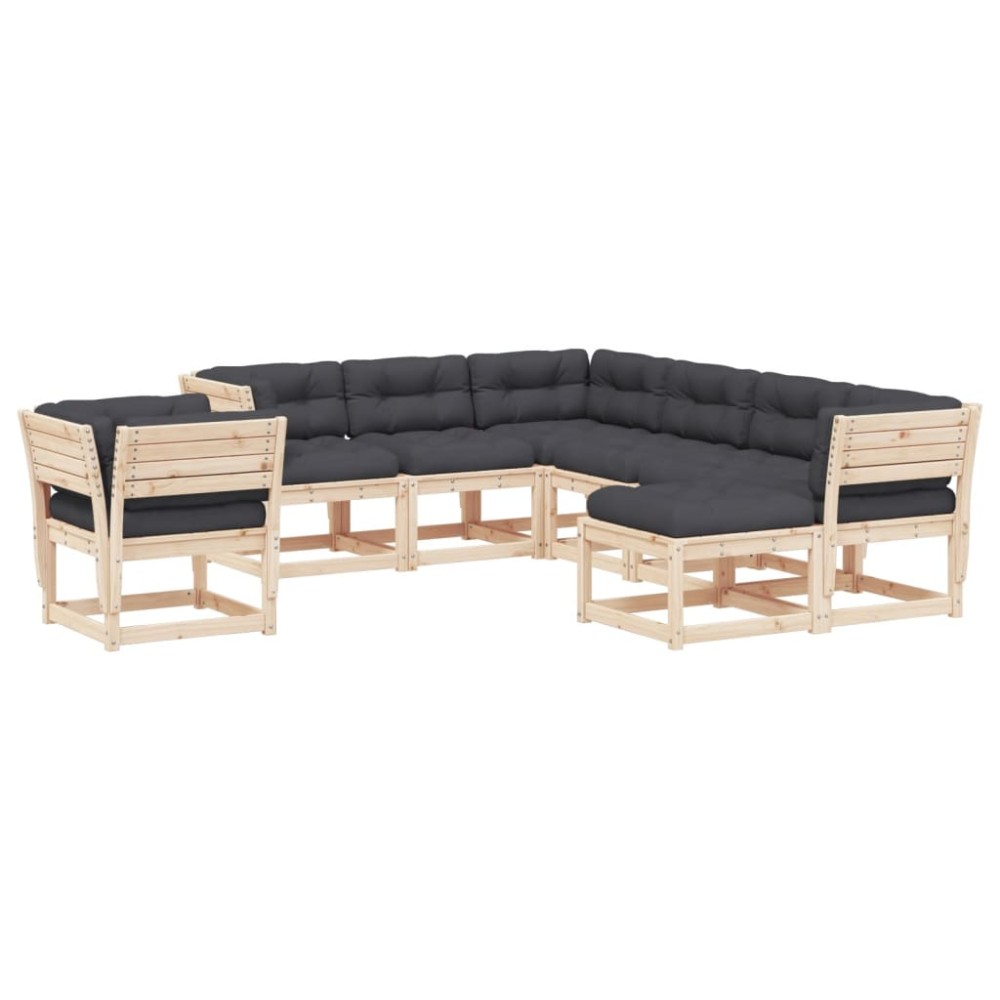 vidaXL Set mobilier de grădină cu perne, 8 piese, lemn masiv de pin
