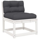 vidaXL Set mobilier grădină cu perne, 8 piese, alb, lemn masiv de pin