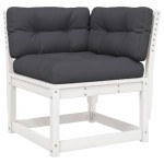 vidaXL Set mobilier grădină cu perne, 8 piese, alb, lemn masiv de pin