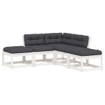 vidaXL Set canapele de grădină cu perne 5 piese alb lemn masiv de pin vidaXL Set canapele de grădină cu perne 5 piese alb lemn masiv de pin