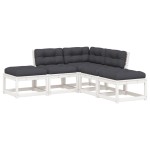 vidaXL Set canapele de grădină cu perne 5 piese alb lemn masiv de pin vidaXL Set canapele de grădină cu perne 5 piese alb lemn masiv de pin