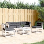 vidaXL Set canapele de grădină cu perne 5 piese alb lemn masiv de pin vidaXL Set canapele de grădină cu perne 5 piese alb lemn masiv de pin