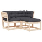 vidaXL Set canapele de grădină cu perne, 3 piese, lemn masiv de pin vidaXL Set canapele de grădină cu perne, 3 piese, lemn masiv de pin