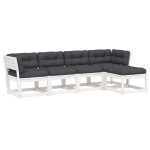 vidaXL Set canapele de grădină cu perne 5 piese alb lemn masiv de pin vidaXL Set canapele de grădină cu perne 5 piese alb lemn masiv de pin