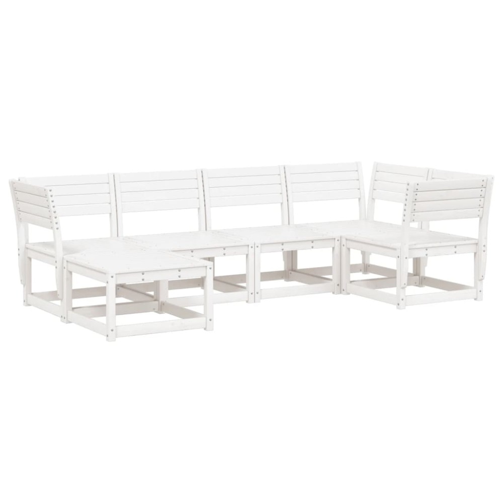 vidaXL Set canapea de grădină, 6 piese, alb, lemn masiv pin