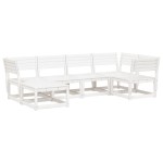 vidaXL Set canapea de grădină, 6 piese, alb, lemn masiv pin