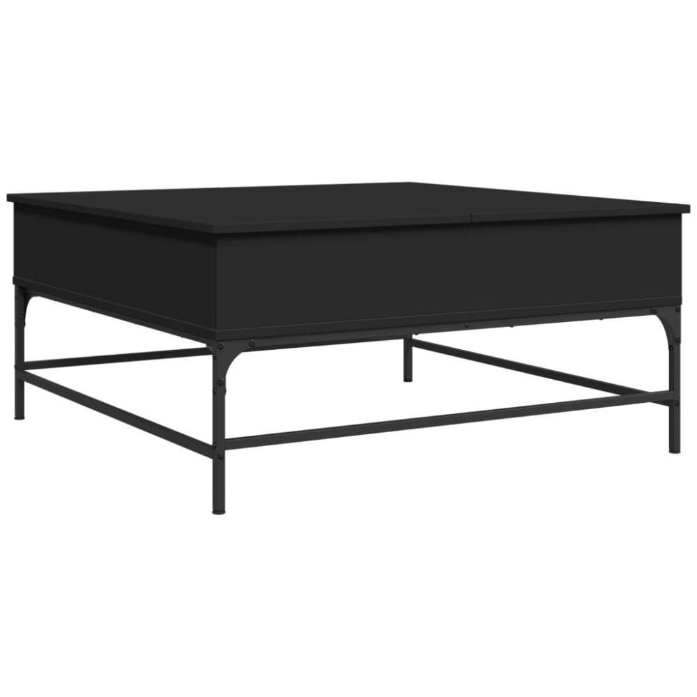 vidaXL Măsuță de cafea, negru, 95x95x45 cm, lemn prelucrat și metal