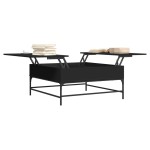 vidaXL Măsuță de cafea, negru, 95x95x45 cm, lemn prelucrat și metal