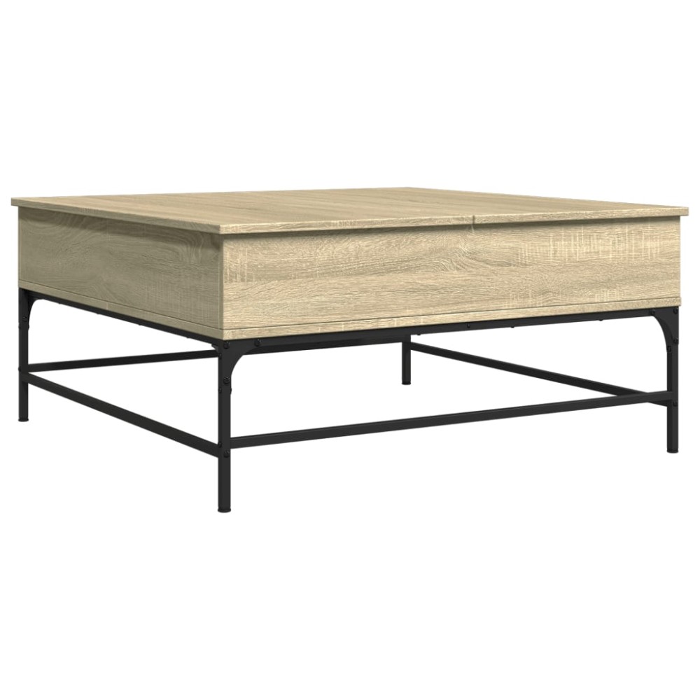 vidaXL Măsuță cafea stejar sonoma 95x95x45 cm lemn prelucrat și metal