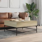 vidaXL Măsuță cafea stejar sonoma 95x95x45 cm lemn prelucrat și metal vidaXL Măsuță cafea stejar sonoma 95x95x45 cm lemn prelucrat și metal