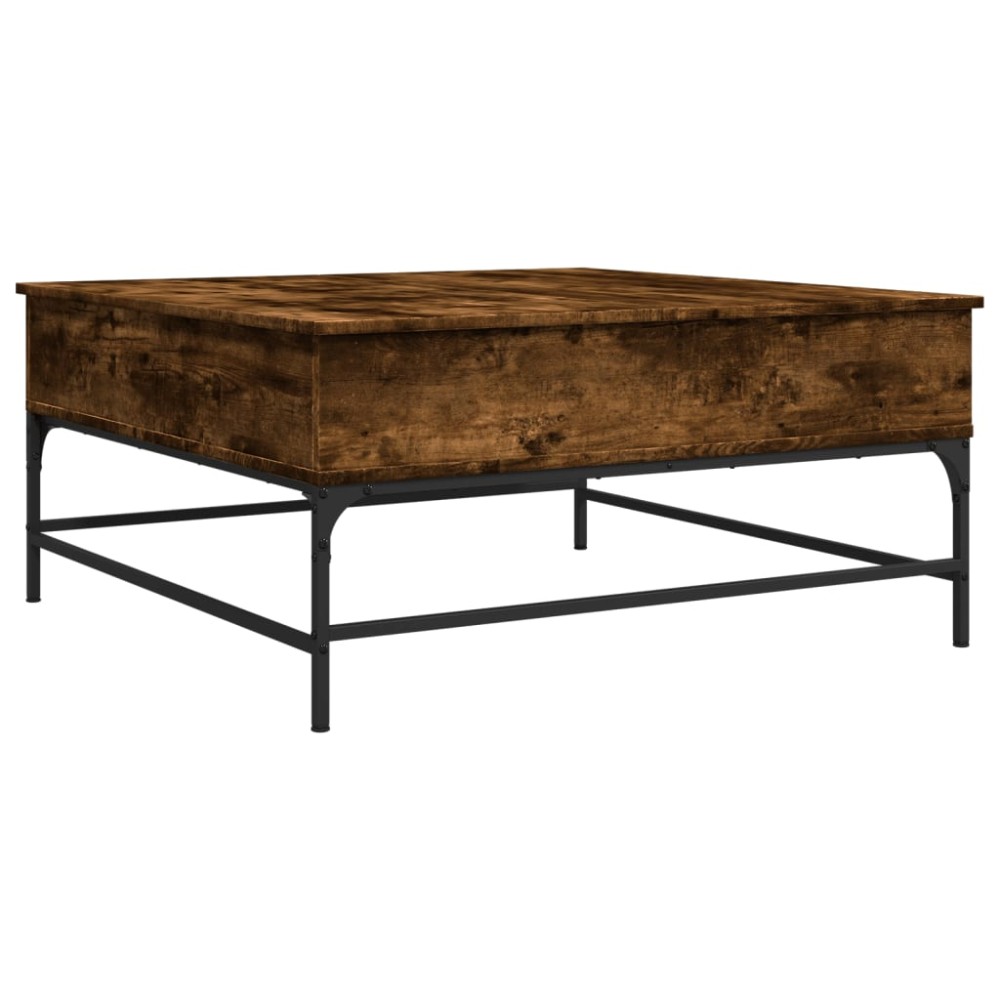 vidaXL Măsuță de cafea stejar fumuriu 95x95x45 cm lemn prelucrat/metal