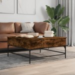 vidaXL Măsuță de cafea stejar fumuriu 95x95x45 cm lemn prelucrat/metal vidaXL Măsuță de cafea stejar fumuriu 95x95x45 cm lemn prelucrat/metal
