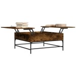 vidaXL Măsuță de cafea stejar fumuriu 95x95x45 cm lemn prelucrat/metal vidaXL Măsuță de cafea stejar fumuriu 95x95x45 cm lemn prelucrat/metal