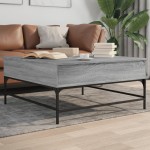vidaXL Măsuță de cafea, gri sonoma, 95x95x45 cm, lemn prelucrat/metal