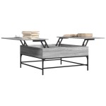 vidaXL Măsuță de cafea, gri sonoma, 95x95x45 cm, lemn prelucrat/metal