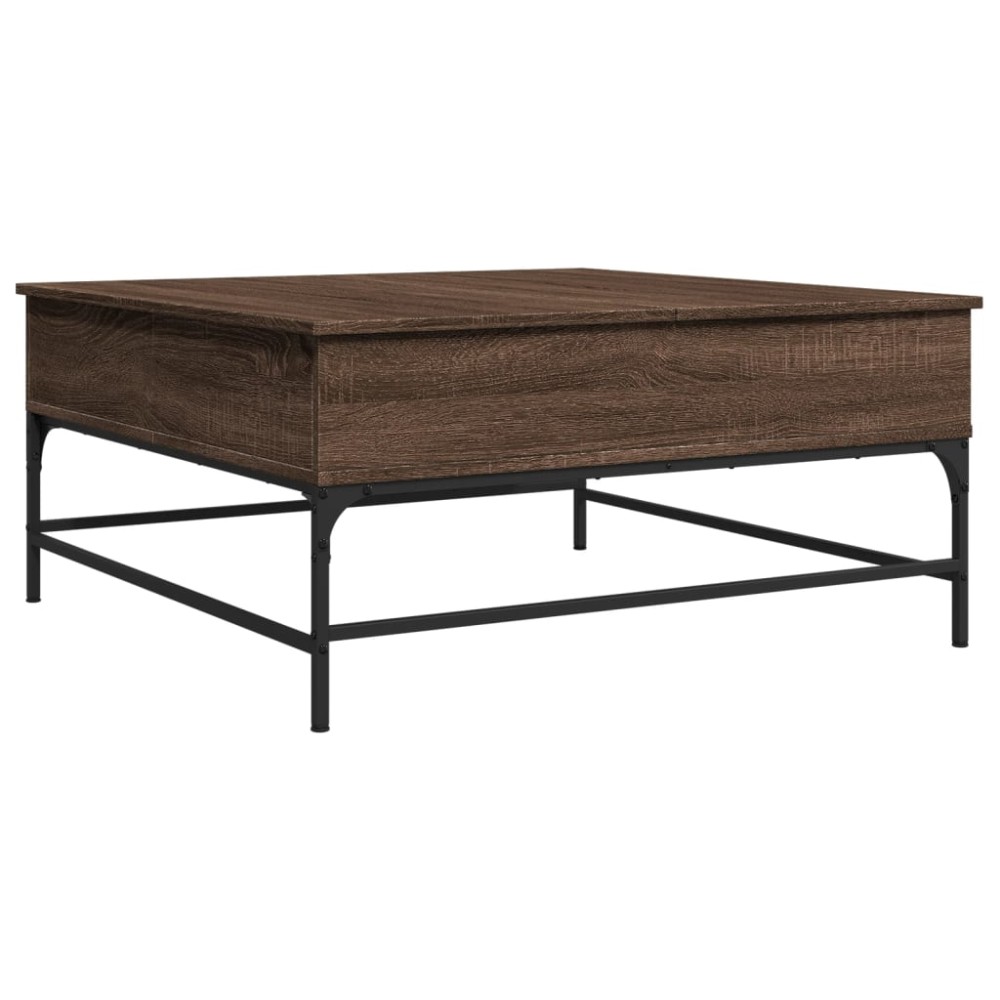vidaXL Măsuță de cafea, stejar maro, 95x95x45 cm, lemn prelucrat/metal