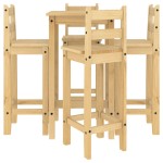 vidaXL Set mobilier de bar, 5 piese, lemn masiv de pin vidaXL Set mobilier de bar, 5 piese, lemn masiv de pin