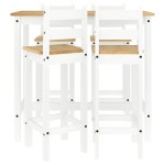 vidaXL Set mobilier de bar, 5 piese, alb, lemn masiv de pin vidaXL Set mobilier de bar, 5 piese, alb, lemn masiv de pin